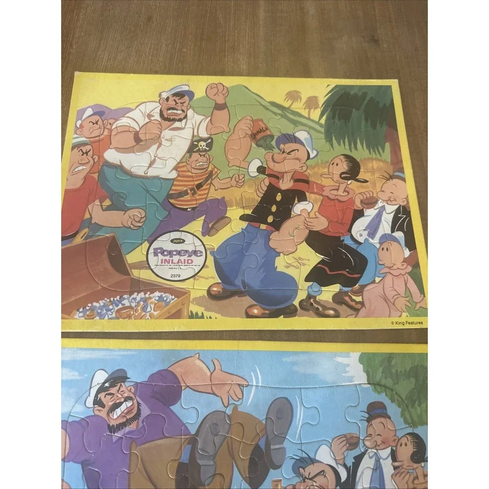VINTAGE‎ Jaymar Frame Tray Puzzles Popeye Olive Cartoons Inlaid Set Of 2